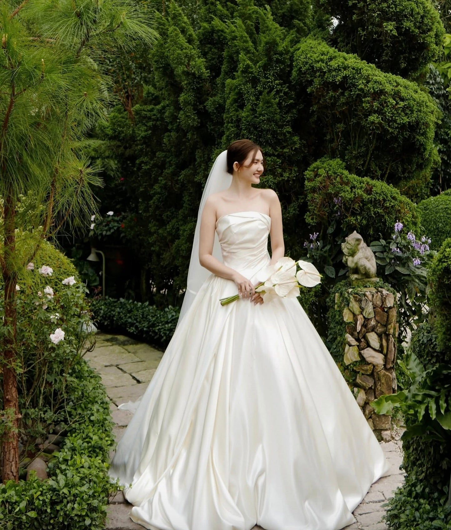 Pure Satin Bloom Gown – Custom Strapless Luxury Bridal Ballgown